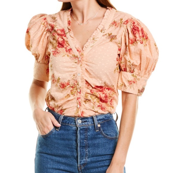 LoveShack Fancy Jules floral blouse NWT XS - Picture 2 of 10